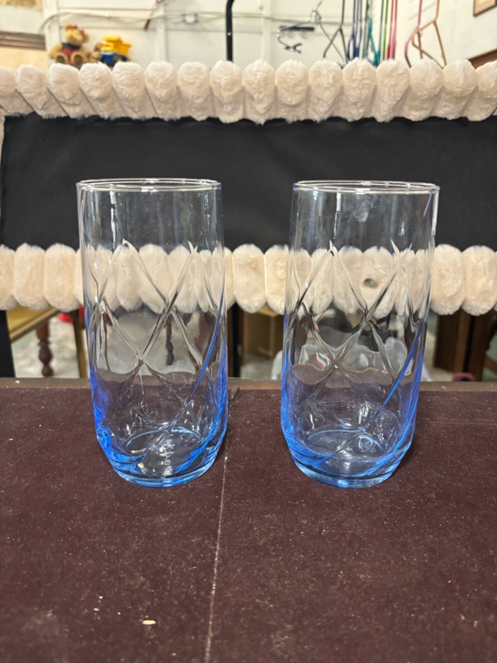 Set of 2 Blue Glass Highball Tumblers